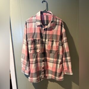 Source Unknown Pink and Gray Plaid Button Down Shirt